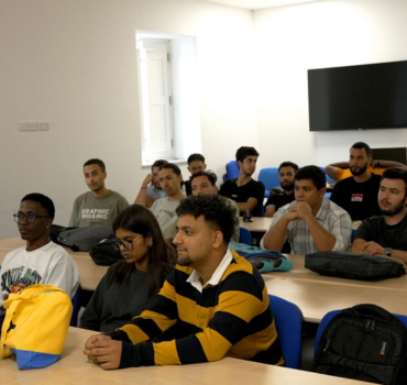 Students attending the Ascencia Malta Orientation Day classroom introduction session